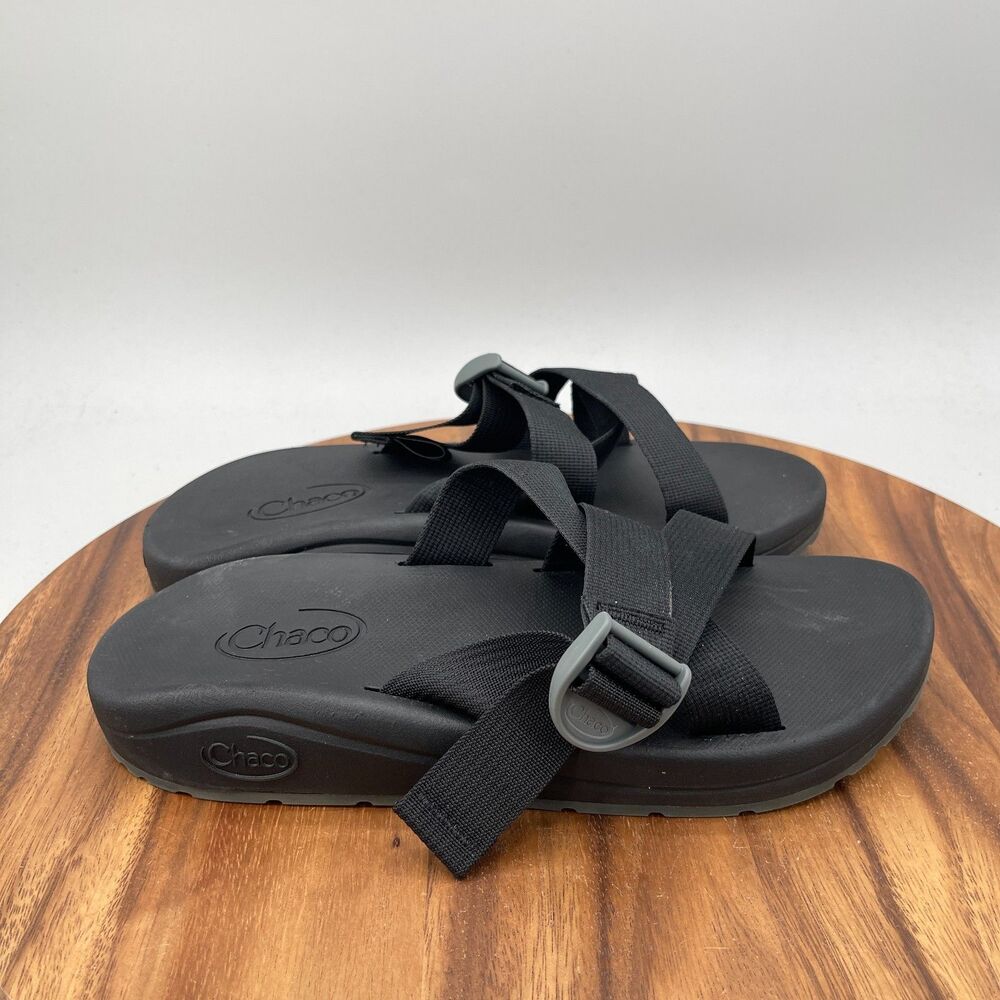 Chaco CushZ Sandals Mens Size 11 Black Extra Cushioned Slides Slip On Beach